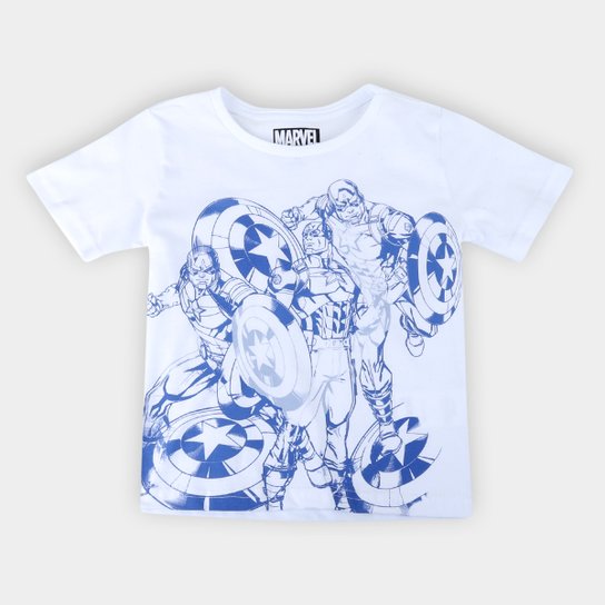 Camiseta Infantil Marvel Capitão América Masculina - Branco