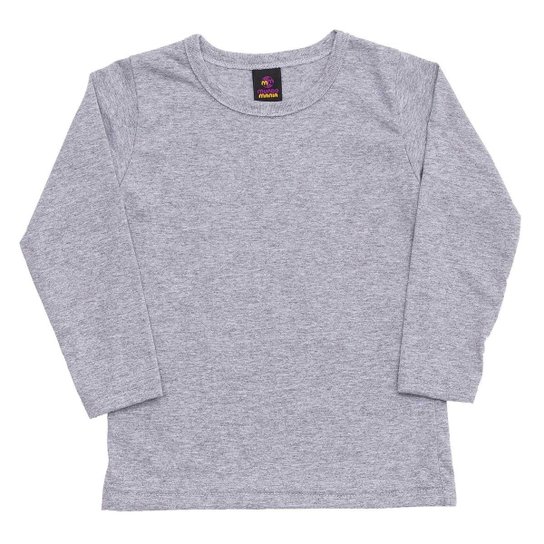 Camiseta Infantil Menino Manga Longa Básica Cinza - Cinza Menor preço em Camiseta Infantil Menino Manga Longa Básica Cinza - Cinza
