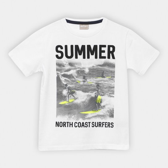 Camiseta Infantil Milon Summer Masculina - Branco Menor preço em Camiseta Infantil Milon Summer Masculina - Branco