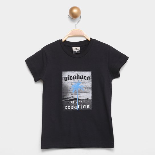 Camiseta Infantil Nicoboco Mthatha Masculina - Preto Menor preço em Camiseta Infantil Nicoboco Mthatha Masculina - Preto