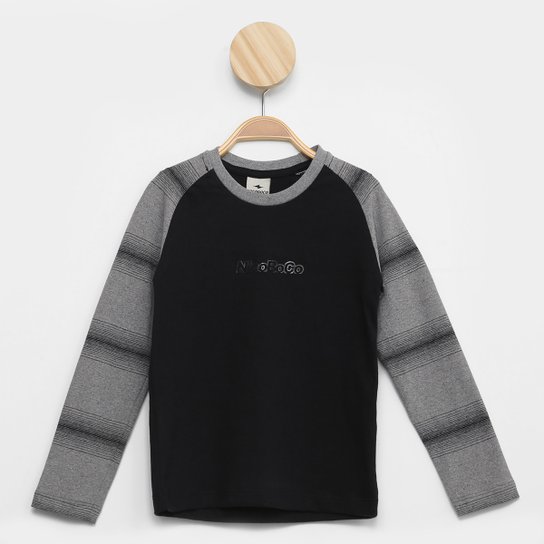 Camiseta Infantil Nicoboco Raglan Especial Manga Longa Masculina - Preto Menor preço em Camiseta Infantil Nicoboco Raglan Especial Manga Longa Masculina - Preto