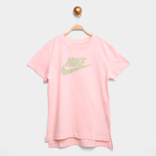 Camiseta Infantil Nike Tee Basic Manga Curta - Rosa Claro Menor preço em Camiseta Infantil Nike Tee Basic Manga Curta - Rosa Claro