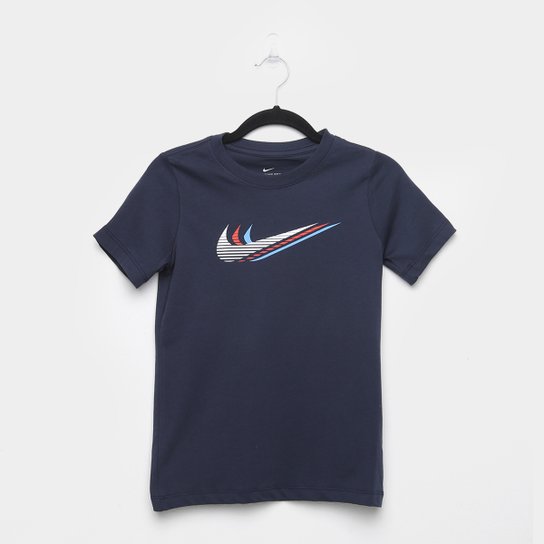 Camiseta Infantil Nike U Nsw Triple Sw - Azul Escuro Menor preço em Camiseta Infantil Nike U Nsw Triple Sw - Azul Escuro