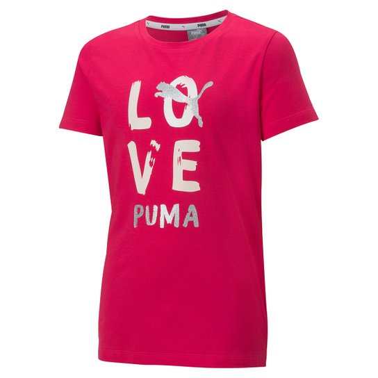 Camiseta Infantil Puma Alpha Feminina - Rosa Menor preço em Camiseta Infantil Puma Alpha Feminina - Rosa
