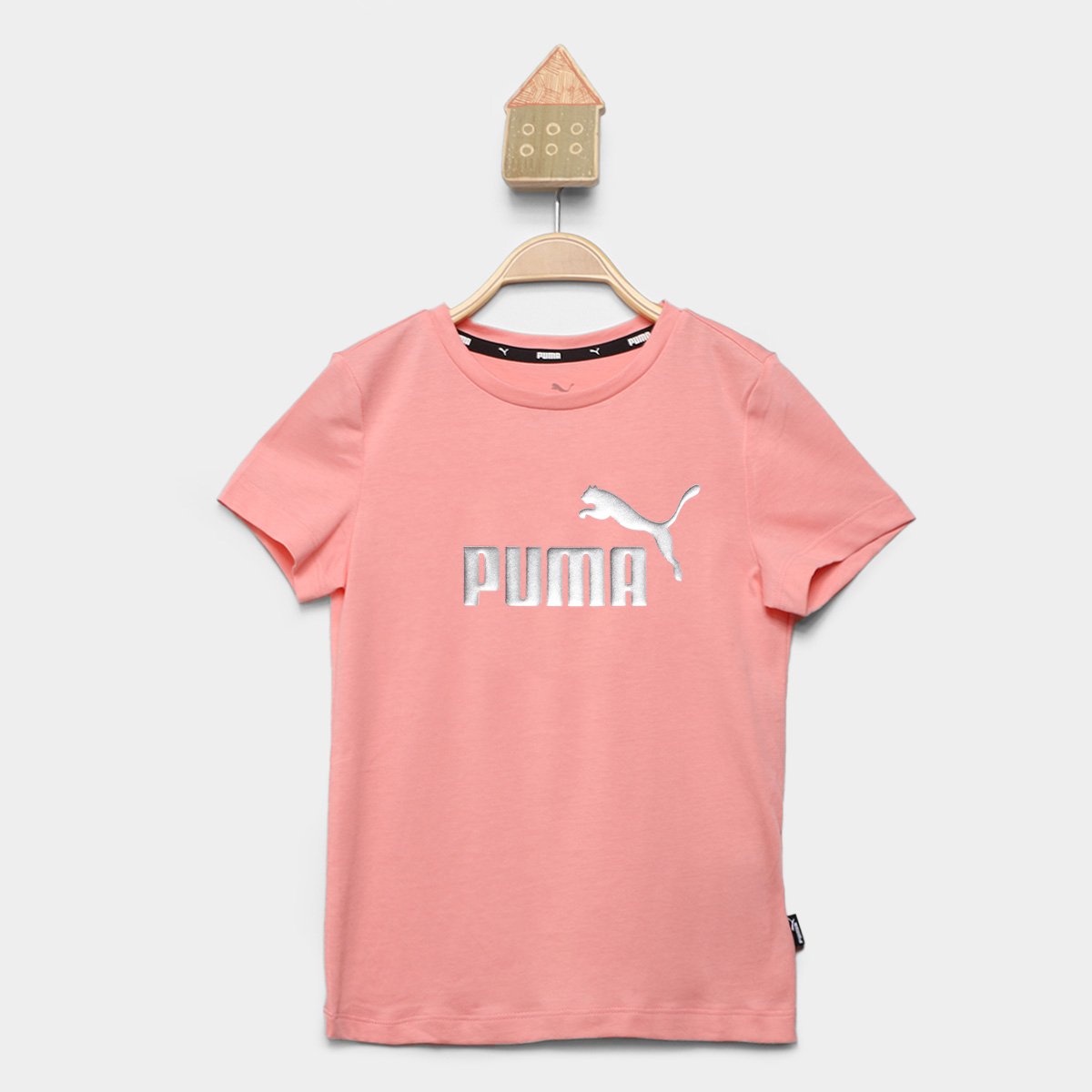 Camiseta Infantil Puma Essential Logo Menina Rosa Netshoes - Main Image