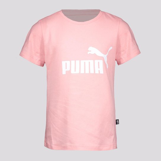 Camiseta Infantil Puma Essential Logo Menina - Rosa Claro Menor preço em Camiseta Infantil Puma Essential Logo Menina - Rosa Claro
