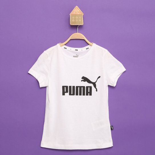 Camiseta Infantil Puma Essentials Logo Feminina - Branco Menor preço em Camiseta Infantil Puma Essentials Logo Feminina - Branco