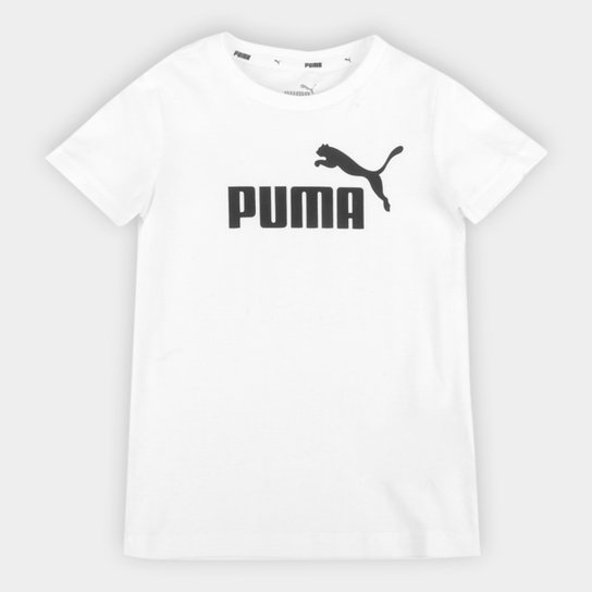 Camiseta Infantil Puma Essentials Logo Masculina - Branco Menor preço em Camiseta Infantil Puma Essentials Logo Masculina - Branco