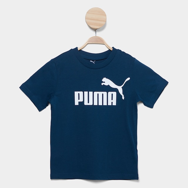 Camiseta Infantil Puma Logo Menino - Azul Escuro