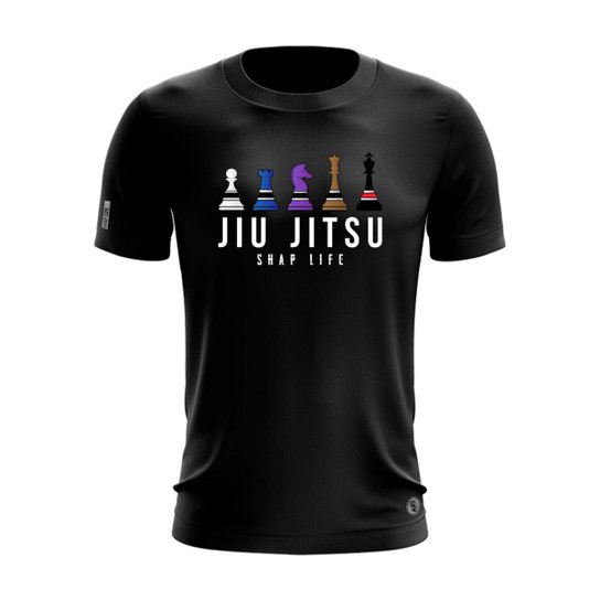 Camiseta Jiu Jitsu Xadrez Cavalo King BJJ Shap Life Academia - Preto Menor preço em Camiseta Jiu Jitsu Xadrez Cavalo King BJJ Shap Life Academia - Preto