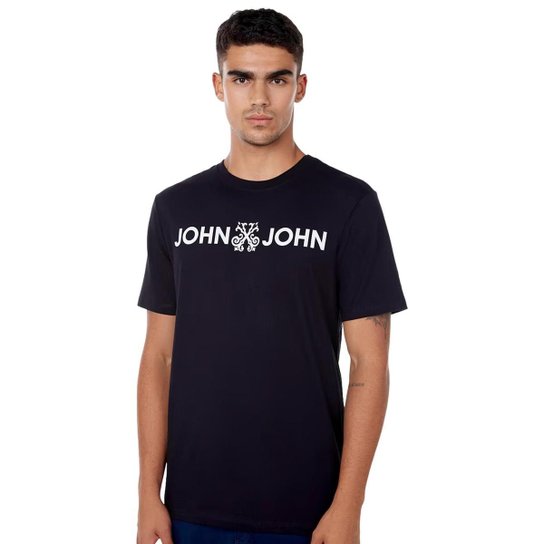 Camiseta John John Masculina JJ Logo Preta - Preto Menor preço em Camiseta John John Masculina JJ Logo Preta - Preto