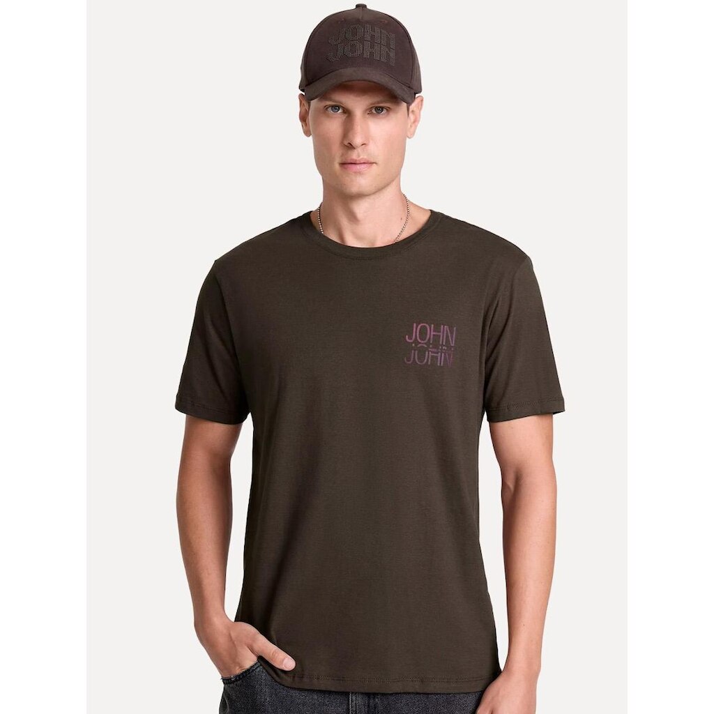 Camiseta John John Masculina Regular Fit Air Marrom Escuro