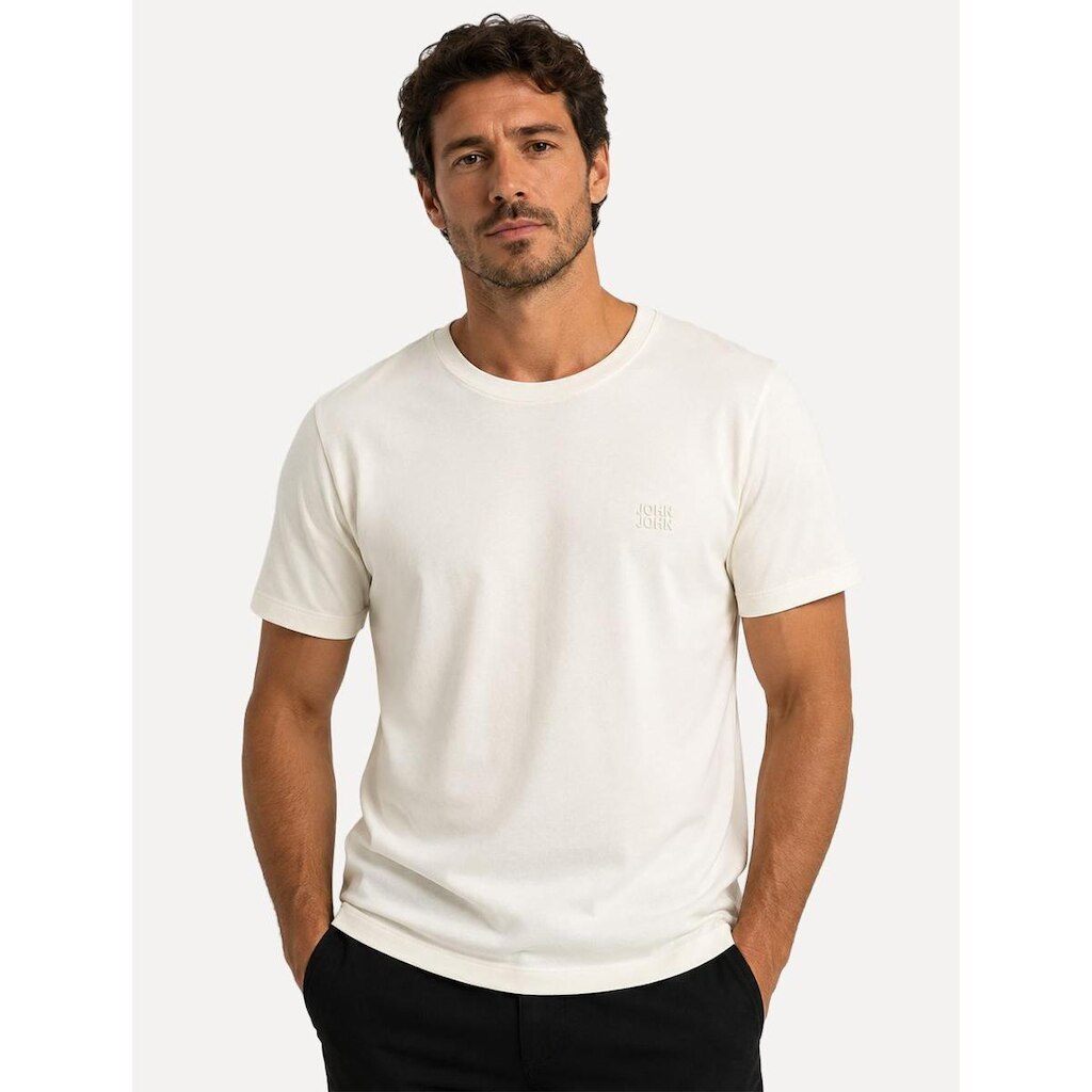 Camiseta John John Masculina Regular Fit Basic Uno Lisa Off White