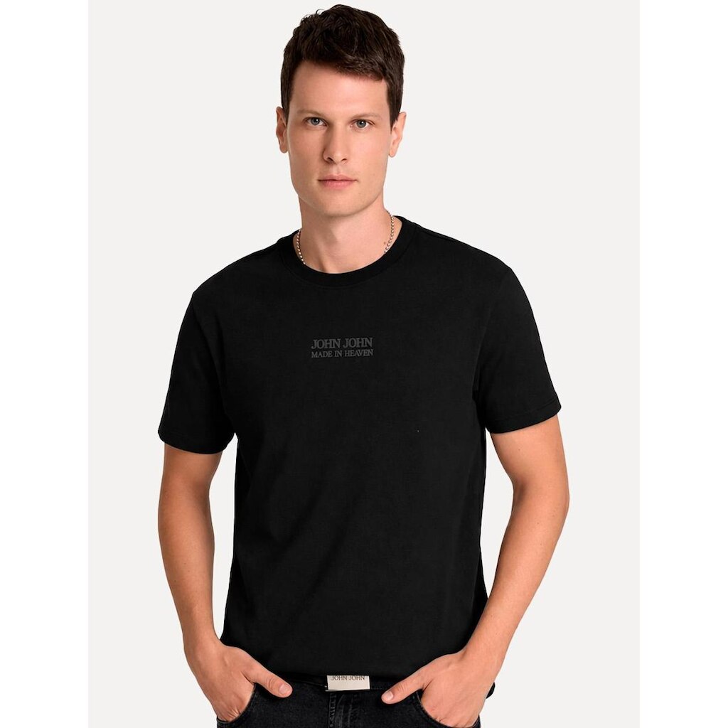 Camiseta John John Masculina Regular Fit Brand Relief Preta