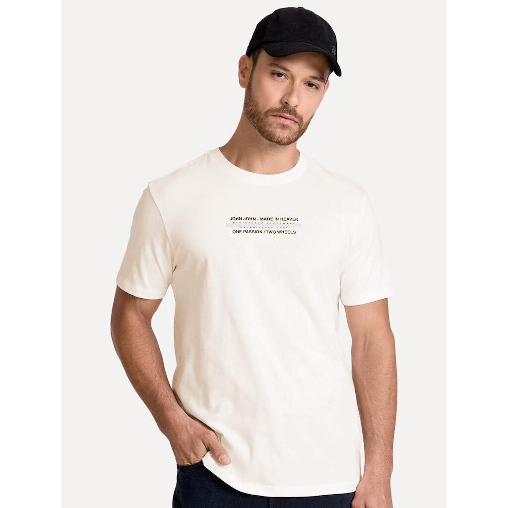 Camiseta John John Masculina Regular Fit Glimmer Off White