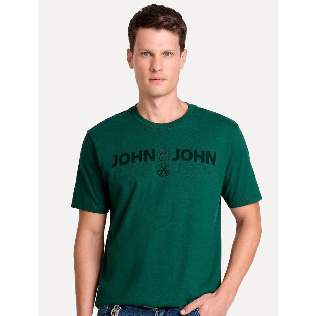 Camiseta John John Masculina Regular Fit Opposites Verde Escuro