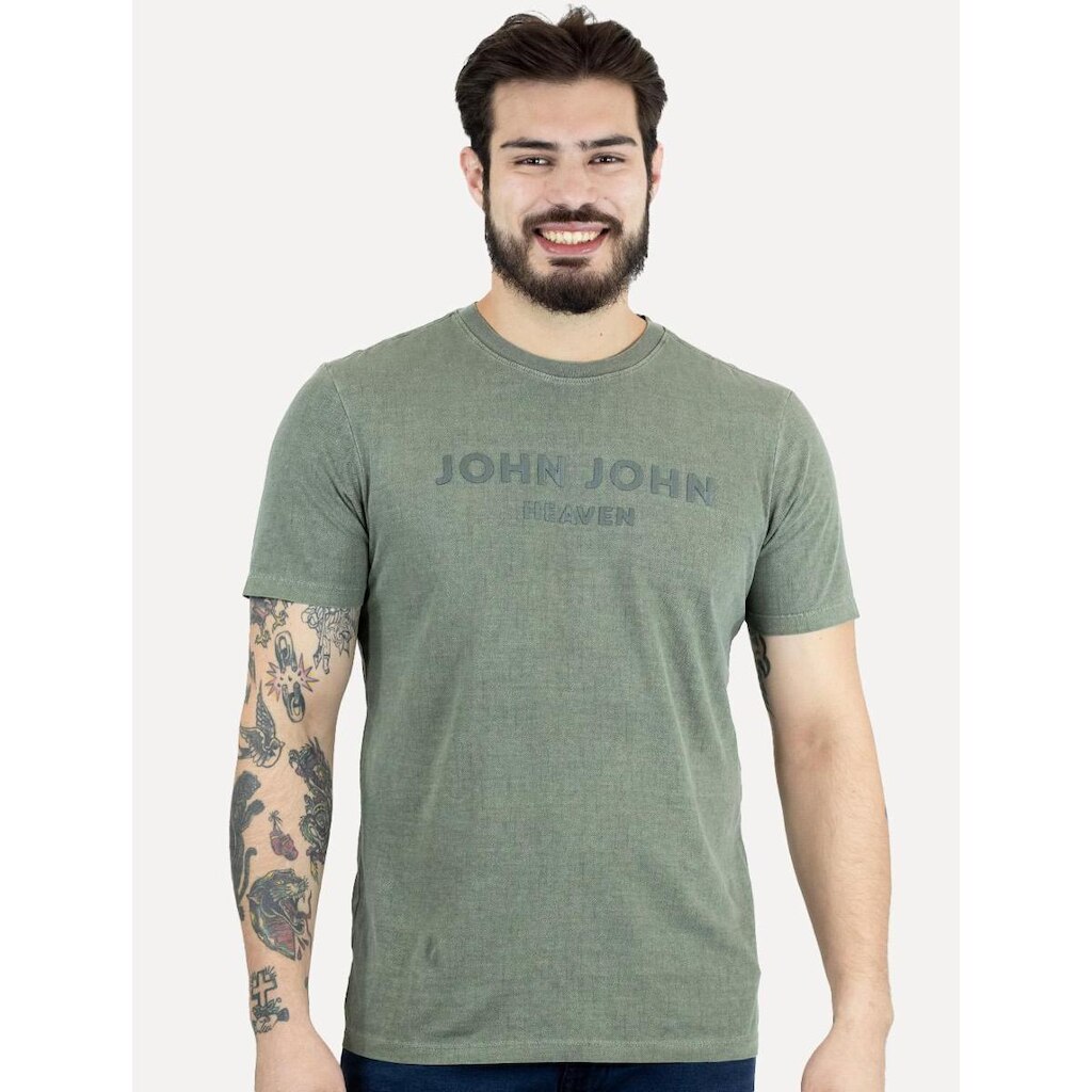 Camiseta John John Masculina Regular Form Verde Escuro Mescla