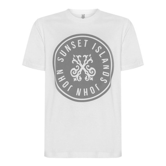 Camiseta John John Masculina Regular Logo Sunset Branca - Branco Menor preço em Camiseta John John Masculina Regular Logo Sunset Branca - Branco