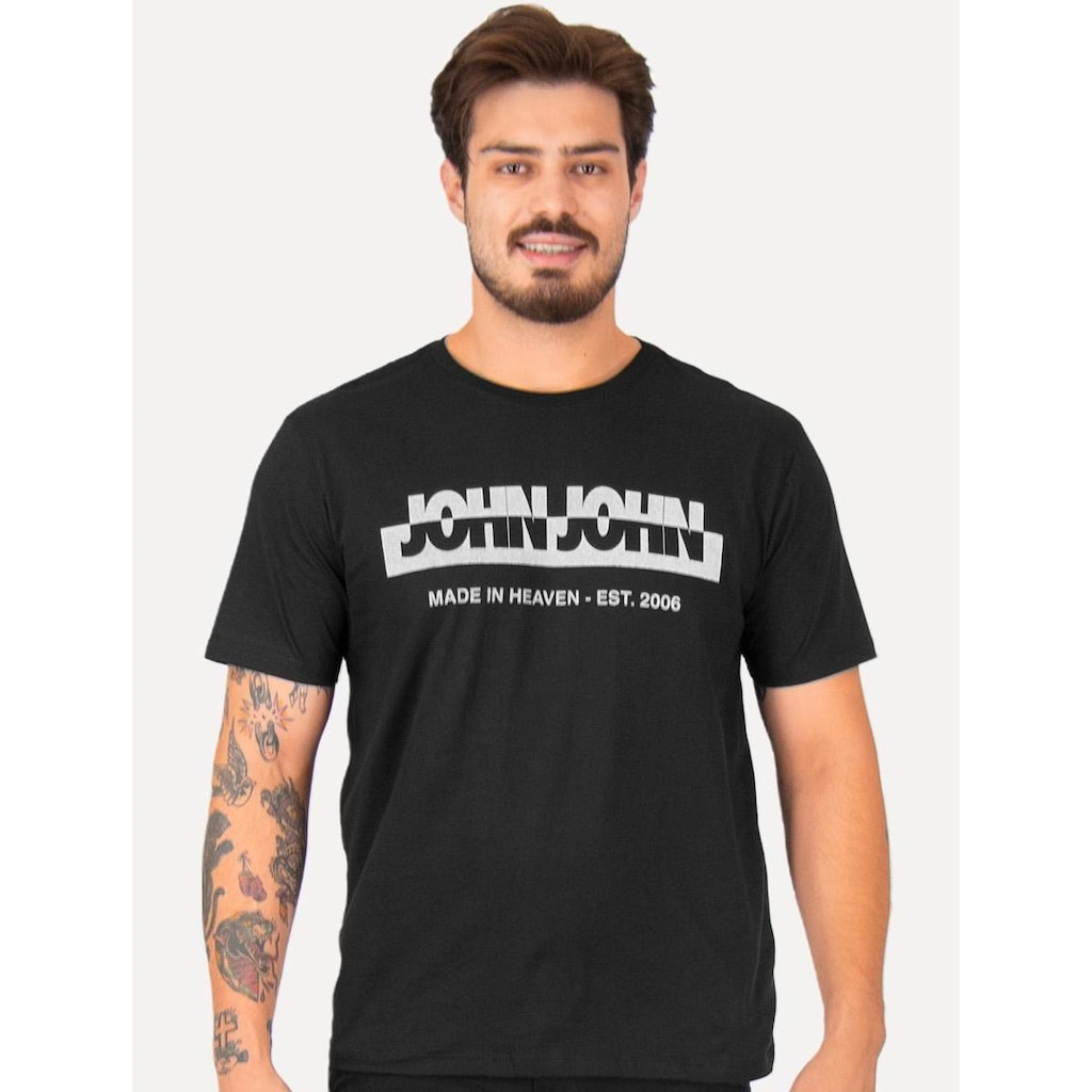 Camiseta John John Masculina Regular New Divided Preta