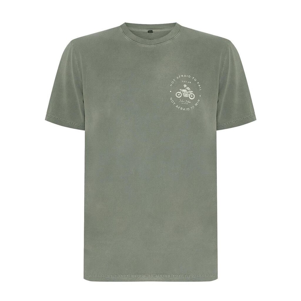 Camiseta John John Masculina Regular Not Afraid Stoned Cinza Escuro