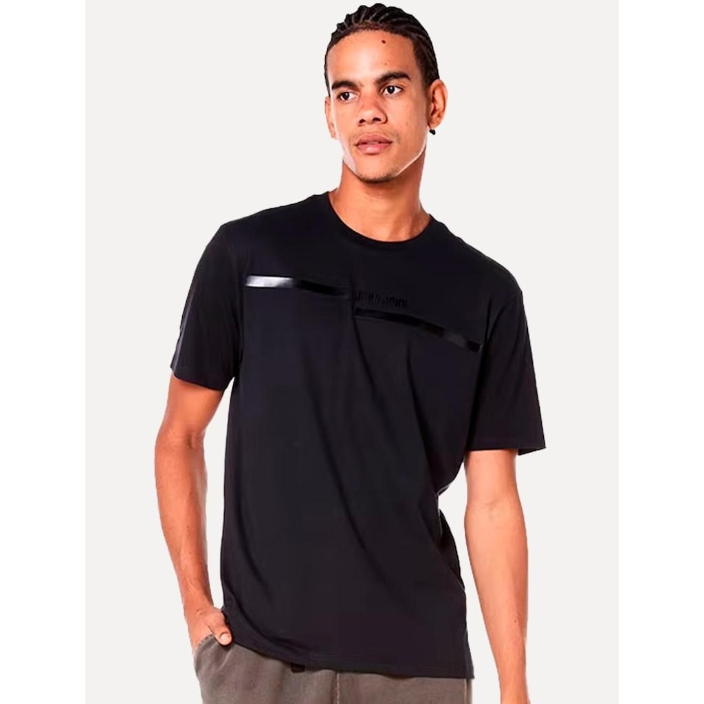 Camiseta John John Masculina Regular Transfer Line Preta