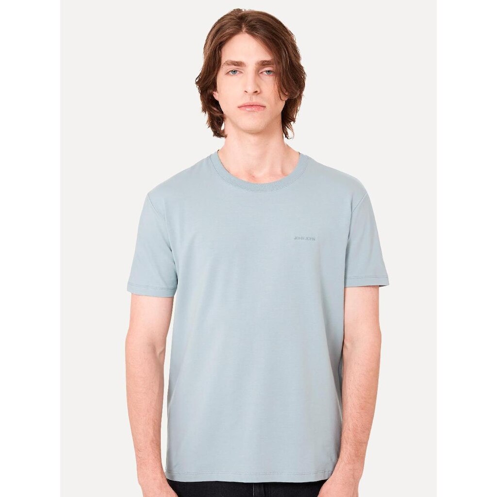 Camiseta John John Masculina Slim Fit Cotton Azul Claro