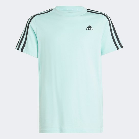 Camiseta Juvenil Adidas Essentials 3-Stripes - Azul Claro Menor preço em Camiseta Juvenil Adidas Essentials 3-Stripes - Azul Claro