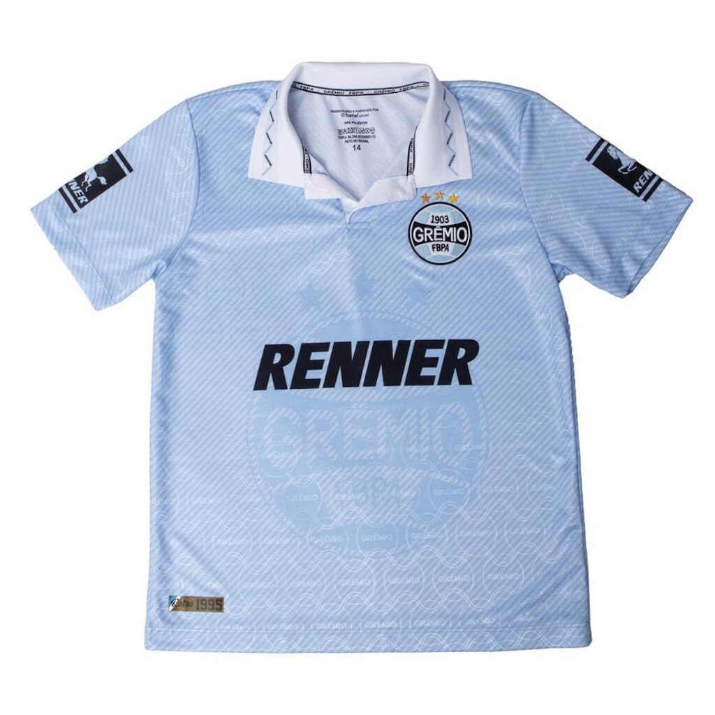 Camiseta Juvenil Betel Grêmio Retrô Celeste 1995 Azul