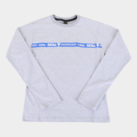 Camiseta Juvenil Fatal Manga Longa 12 Hz Masculina - Cinza Menor preço em Camiseta Juvenil Fatal Manga Longa 12 Hz Masculina - Cinza