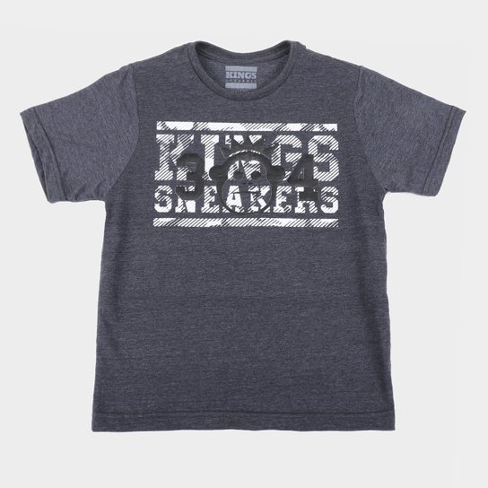 Camiseta Juvenil Kings Sneakers 34 Masculina - Mescla Escuro