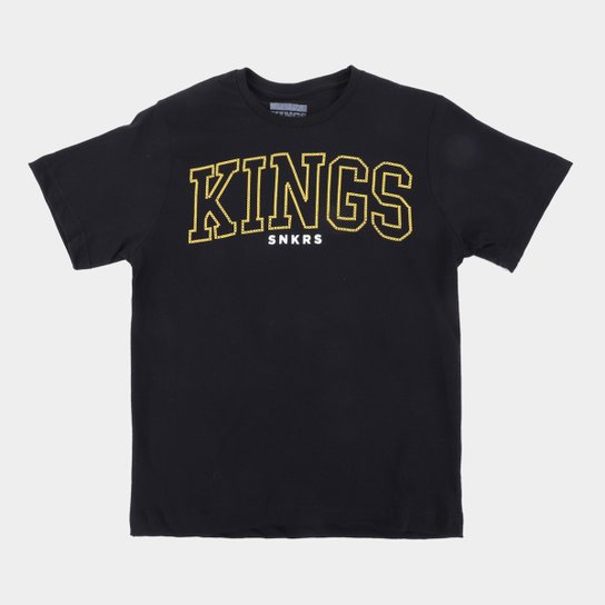 Camiseta Juvenil Kings Snkrs Assinatura Masculina - Preto