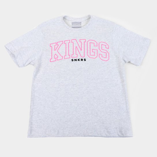 Camiseta Juvenil Kings Snkrs Assinatura Masculina - Mescla Claro