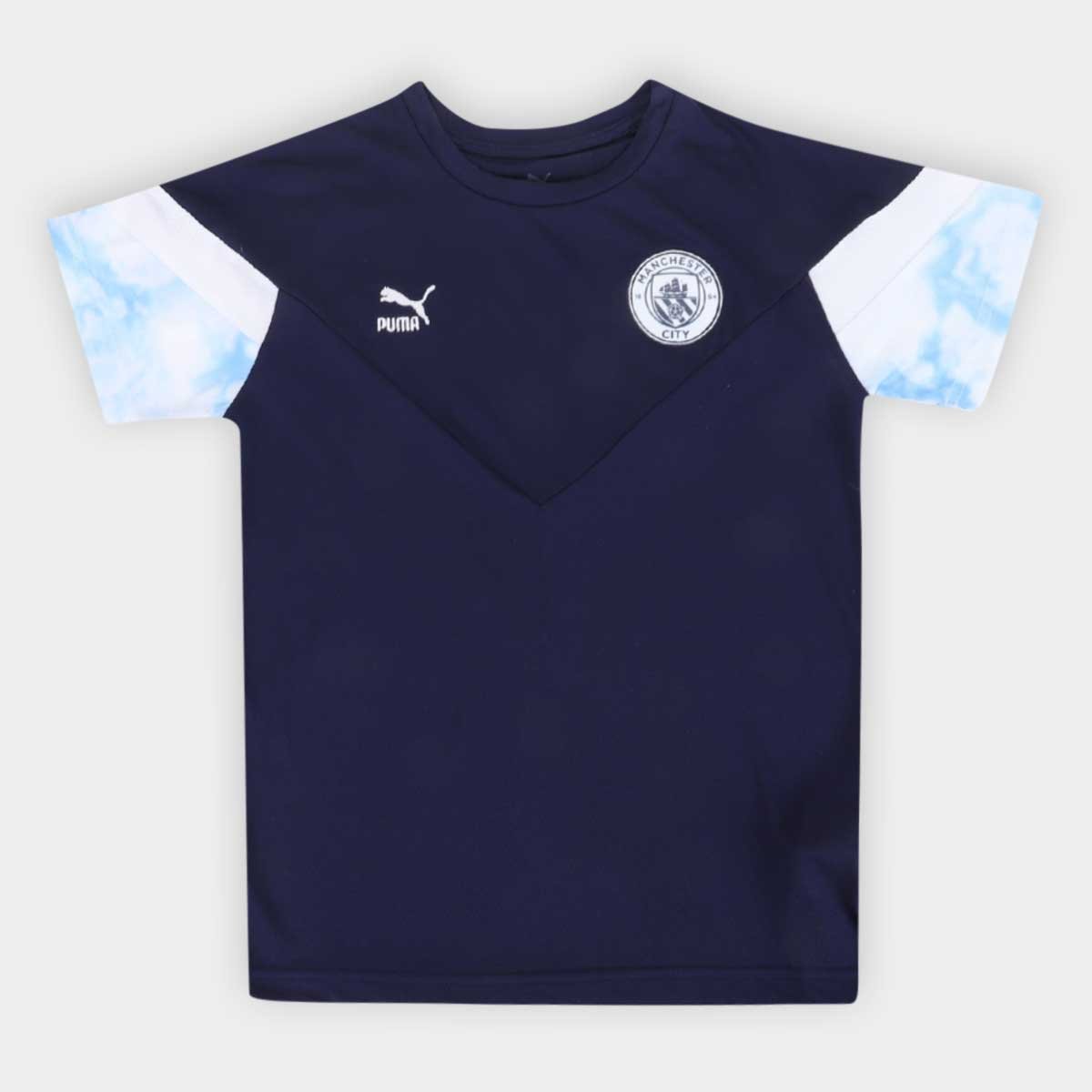 Camiseta Juvenil Manchester City Puma Iconic Menor preço em Camiseta Juvenil Manchester City Puma Iconic