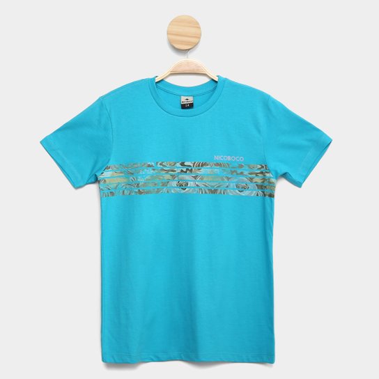 Camiseta Juvenil Nicoboco Básica Karbabad Masculina - Azul Turquesa Menor preço em Camiseta Juvenil Nicoboco Básica Karbabad Masculina - Azul Turquesa