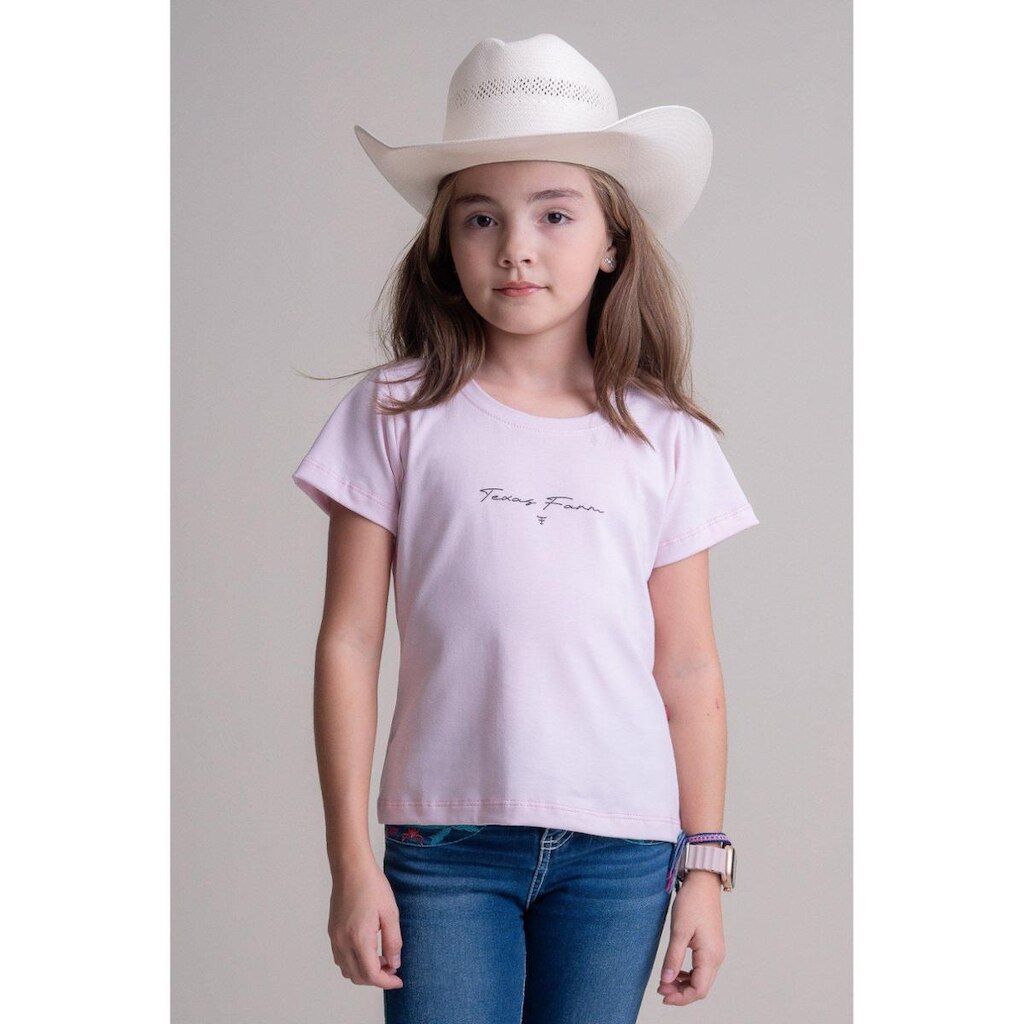 CAMISETA JUVENIL TEXAS FARM - CTF033 - DO 10 AO 14 - ROSA BB