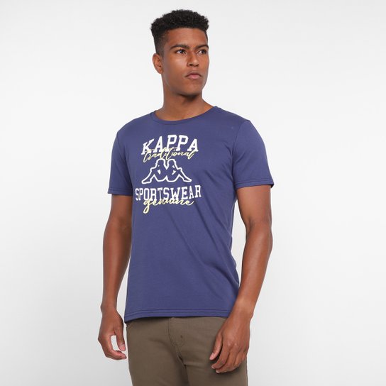 Camiseta Kappa Genuine Masculina - Marinho Menor preço em Camiseta Kappa Genuine Masculina - Marinho