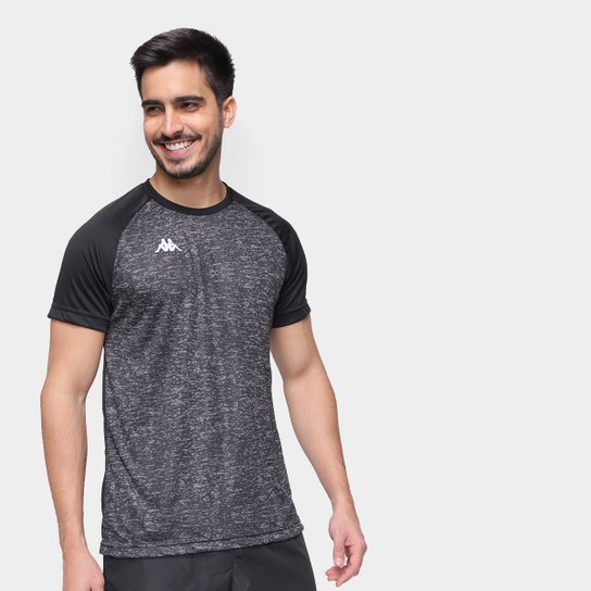 Camiseta Kappa Grain Masculina - Chumbo+Preto Menor preço em Camiseta Kappa Grain Masculina - Chumbo+Preto