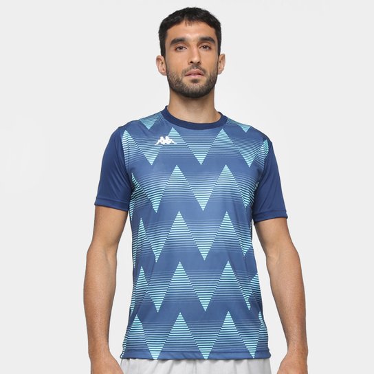 Camiseta Kappa Heaton Masculina - Branco+Azul Menor preço em Camiseta Kappa Heaton Masculina - Branco+Azul