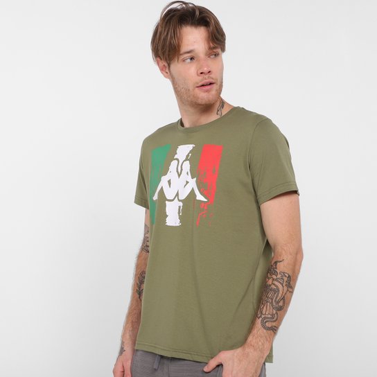 Camiseta Kappa Italian Masculina - Verde Militar Menor preço em Camiseta Kappa Italian Masculina - Verde Militar