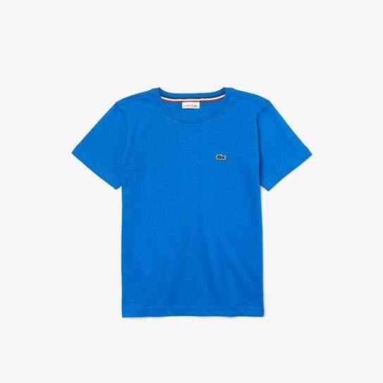 Camiseta Lacoste Azul Royal Básica Bordada Cotton Regular Fit Nacional - Azul Menor preço em Camiseta Lacoste Azul Royal Básica Bordada Cotton Regular Fit Nacional - Azul