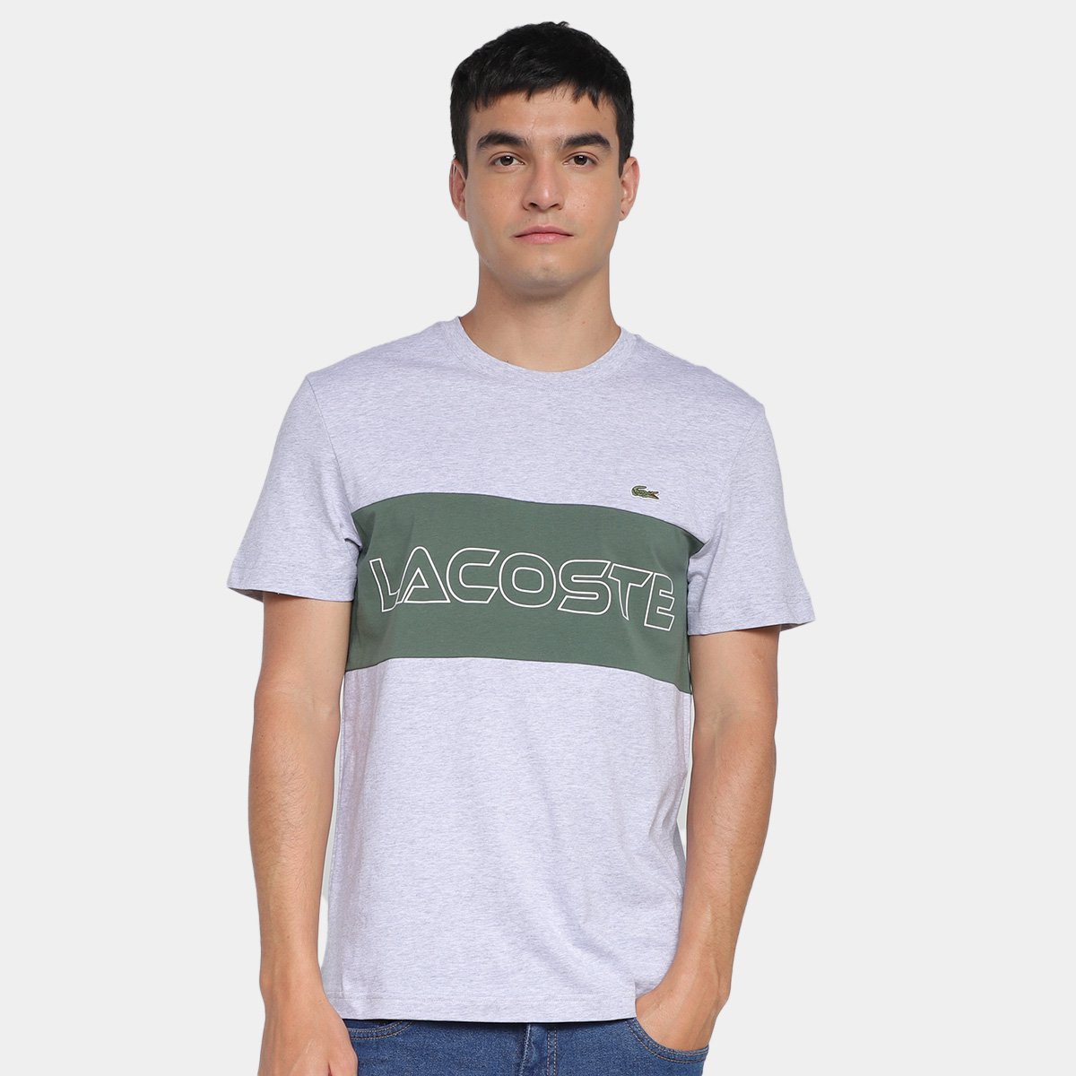 Camiseta Lacoste Color Block Regular Fit Masculina Menor preço em Camiseta Lacoste Color Block Regular Fit Masculina