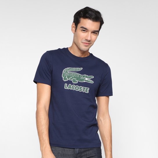 Camiseta Lacoste Crocodilo Masculina - Marinho Menor preço em Camiseta Lacoste Crocodilo Masculina - Marinho