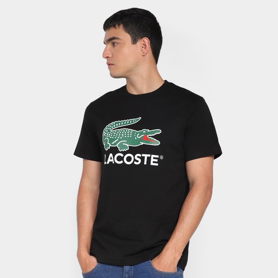 Camiseta Lacoste Crocodilo Masculino - Preto Menor preço em Camiseta Lacoste Crocodilo Masculino - Preto