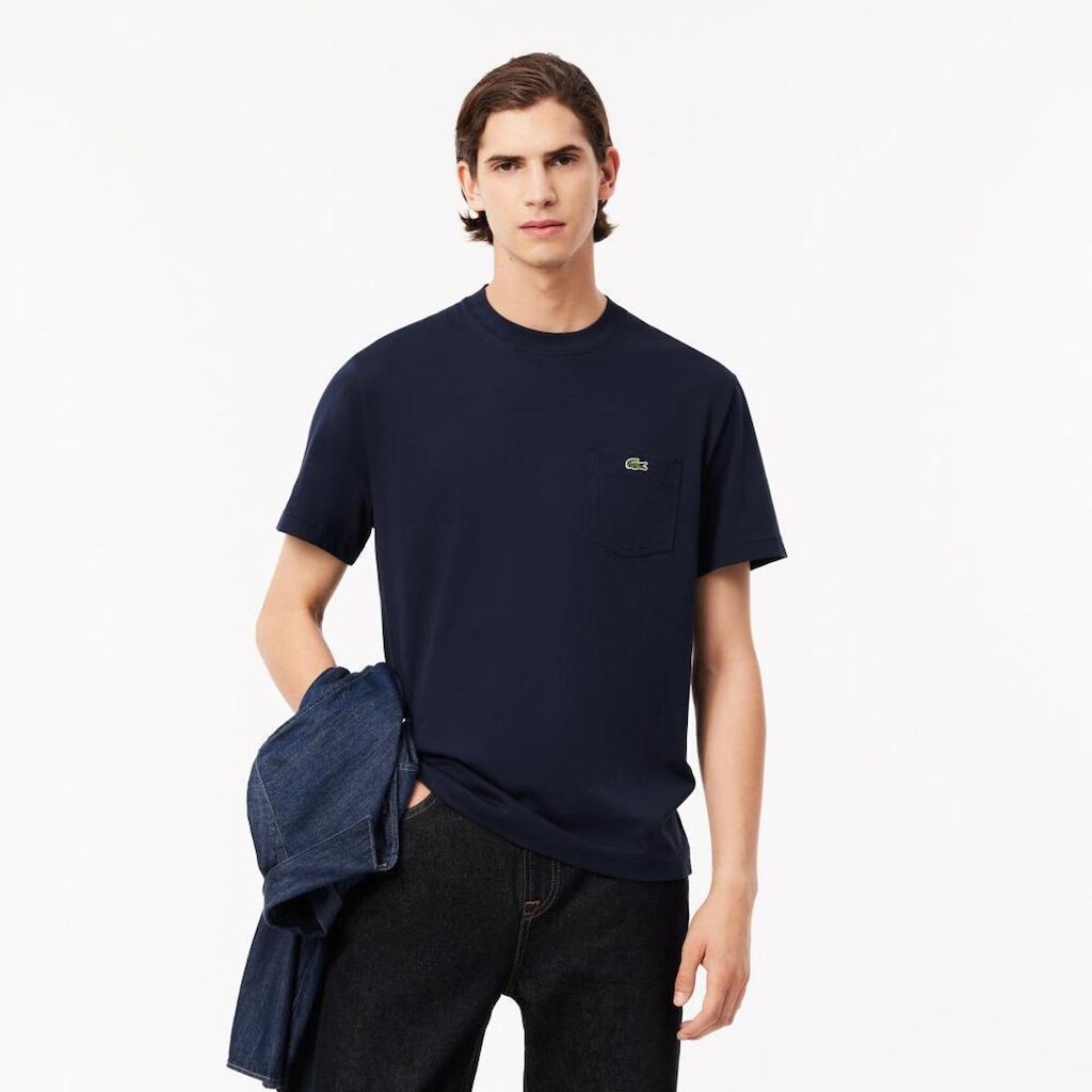 Camiseta Lacoste de Algodão com Bolso de Peito Masculina