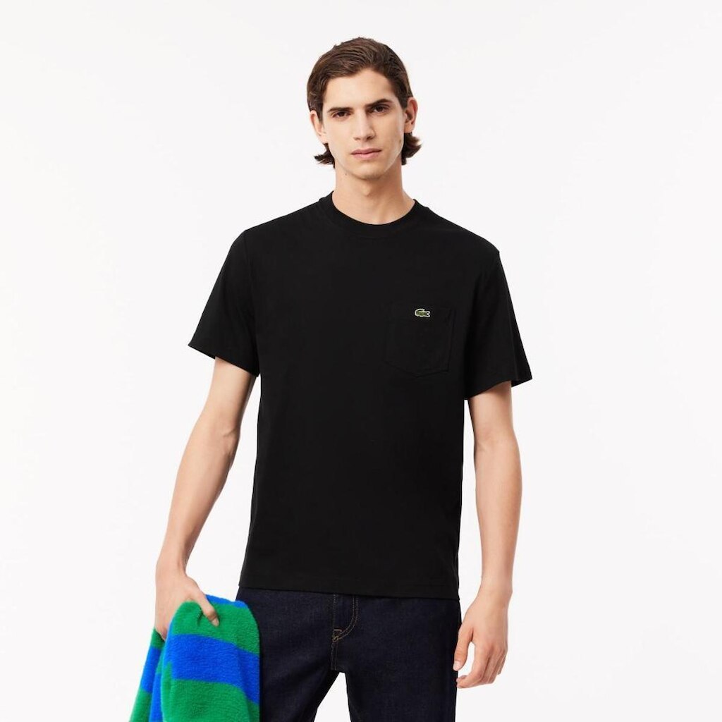 Camiseta Lacoste De Algodão Com Bolso No Peito Masculina