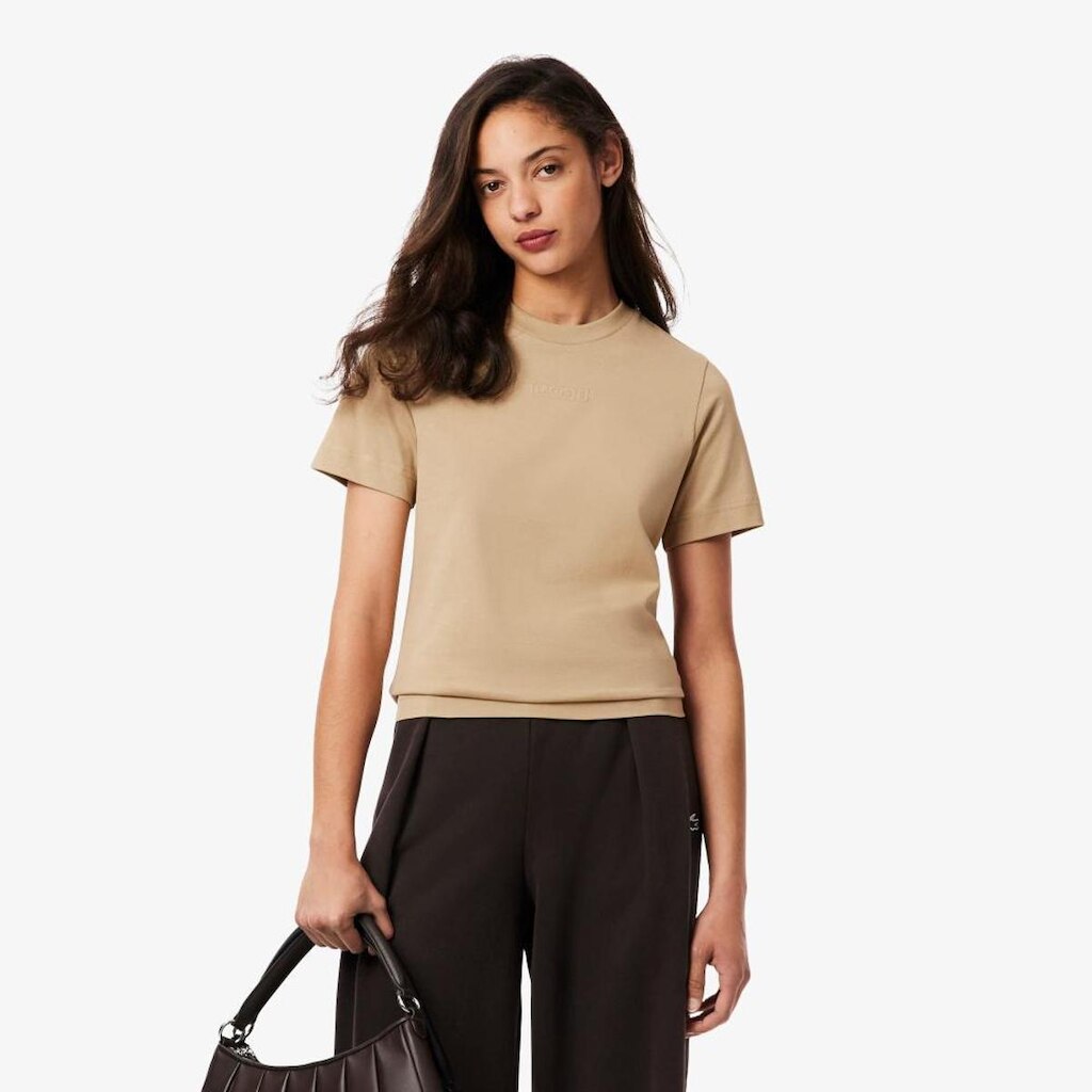 Camiseta Lacoste de Algodão com Estampa Feminina