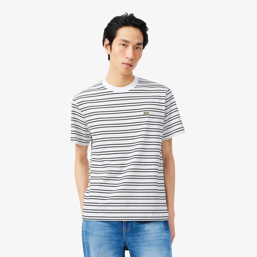 Camiseta Lacoste De Algodão Listrada Masculina