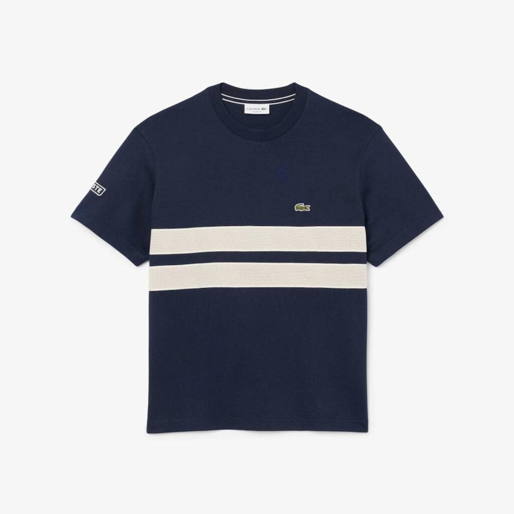 Camiseta Lacoste de banda de Malha Pesada Masculina