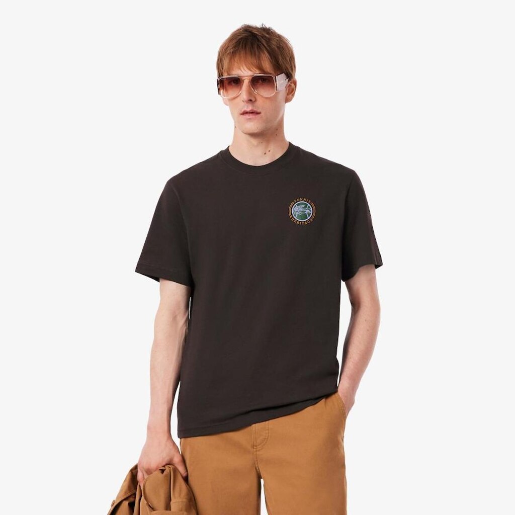 Camiseta Lacoste de Malha Estampada Múltipla Masculina