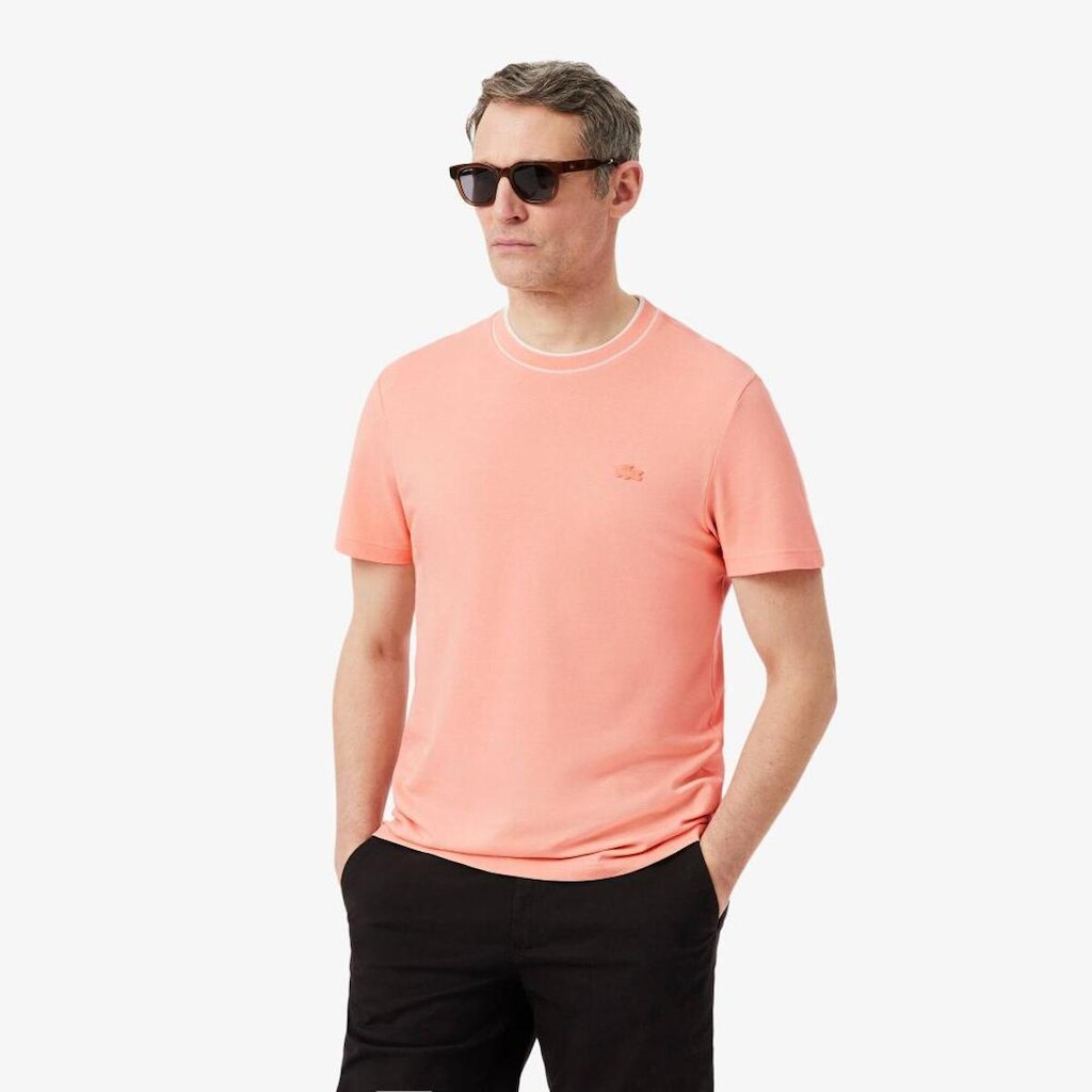 Camiseta Lacoste De Piqué Com Gola Em Stretch Masculina